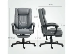 HOMCOM Bürostuhl mit Massagefunktion Mikrofaser-Stoff Schaumstoff 69L x 64B x 112-120H cm Grau