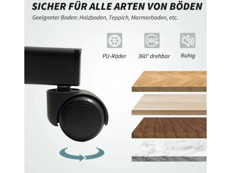 HOMCOM Bürostuhl mit Massagefunktion Mikrofaser-Stoff Schaumstoff 69L x 64B x 112-120H cm Grau