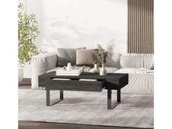 HOMCOM Couchtisch Spanplatte Eisen Dunkelgrau 110B x 60T x 40H cm