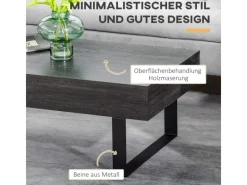 HOMCOM Couchtisch Spanplatte Eisen Dunkelgrau 110B x 60T x 40H cm