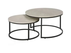 HOMCOM Couchtisch 2er-Set mit Metallgestell Stapelbar für Wohnzimmer Grau