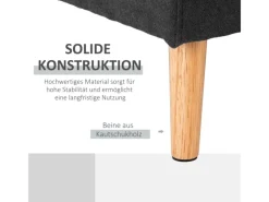 HOMCOM Ecksofa Leinen Gummiholz Schwarz 193L x 136B x 85H cm