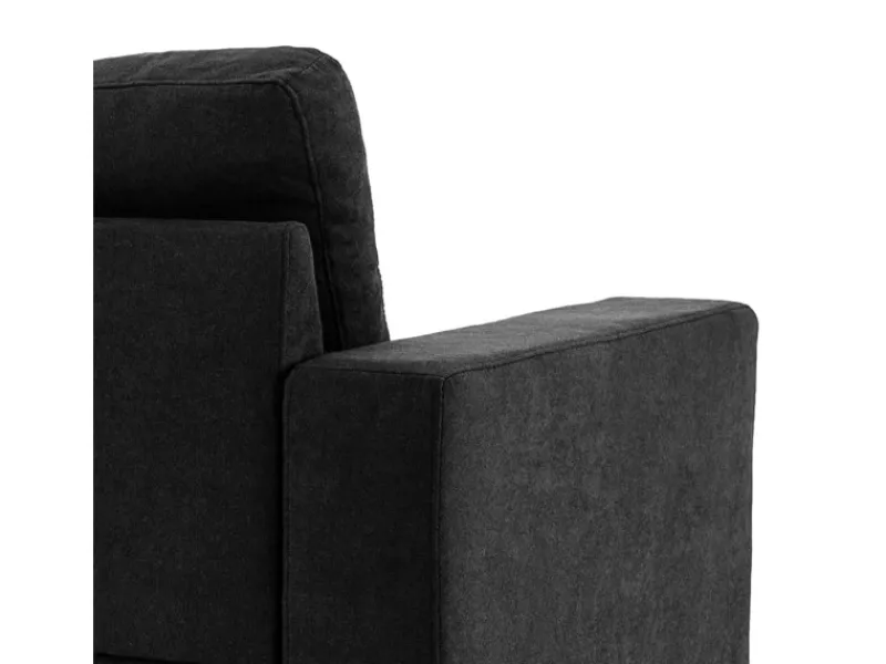 HOMCOM Ecksofa Leinen Gummiholz Schwarz 193L x 136B x 85H cm