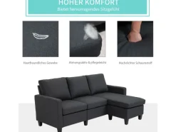 New HOMCOM Ecksofa Stoffsofa L-Form Leinen
