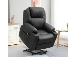 New HOMCOM Elektrischer Aufstehsessel Kunstleder Stahl Schwarz 88L x 99B x 106H cm