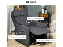 HOMCOM Elektrischer Liftstuhl Polyesterstoff Stahl Grau 71L x 94B x 104H cm