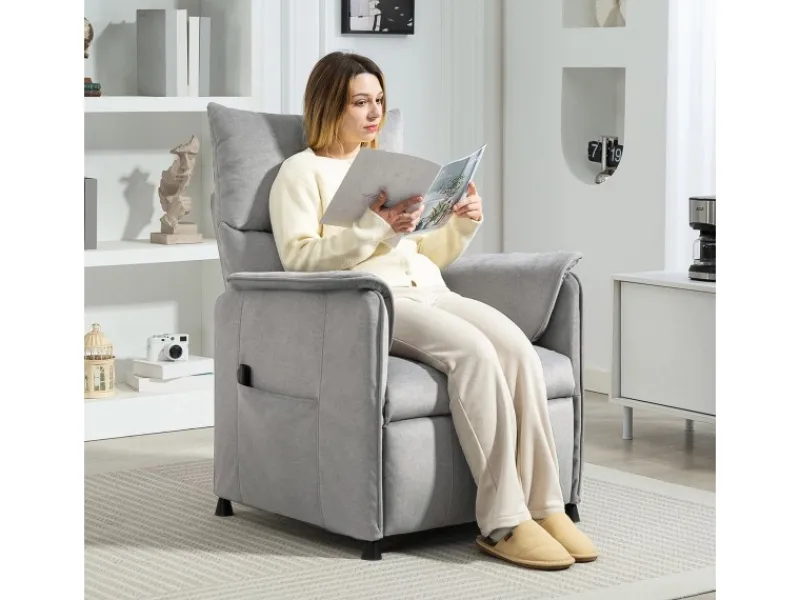 HOMCOM Elektrischer Relaxsessel Polyester Schaumstoff 83L x 80B x 104H cm Grau