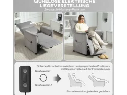 HOMCOM Elektrischer Relaxsessel Polyester Schaumstoff 83L x 80B x 104H cm Grau