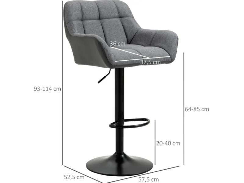 Best HOMCOM 2er-Set Barhocker Barstuhl Grau