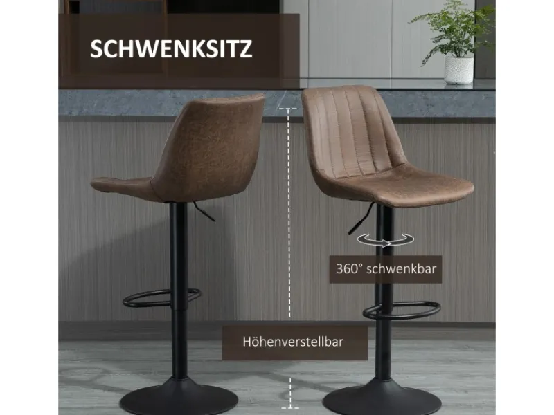 Sale HOMCOM 2er-Set Barhocker Höhenverstellbar Drehbar