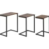 Hot HOMCOM 3er-Set Beistelltische C-förmige mit Stahlgestell Rustikal-Braun