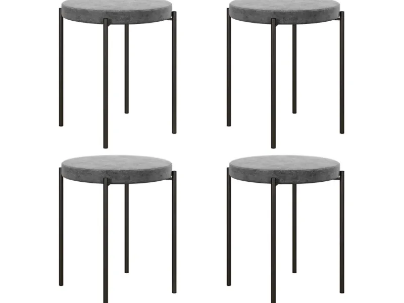 HOMCOM 4er-Set Hocker Metall