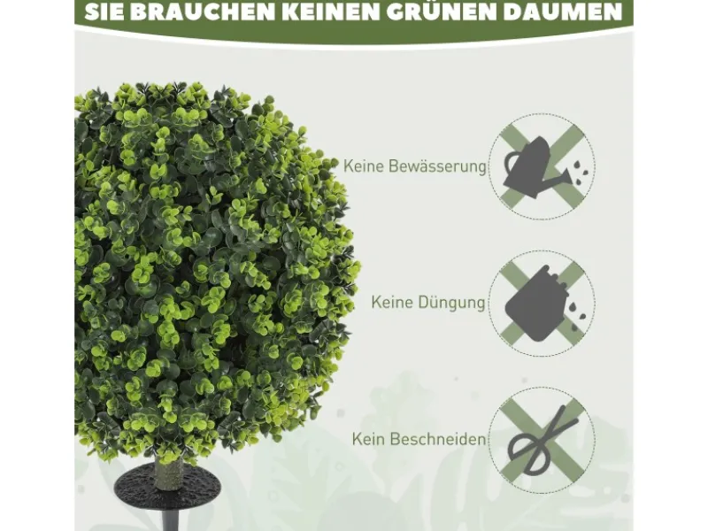 HOMCOM 2er-Set Künstlicher Buchsbaumkugeln 56 cm Kunstpflanze