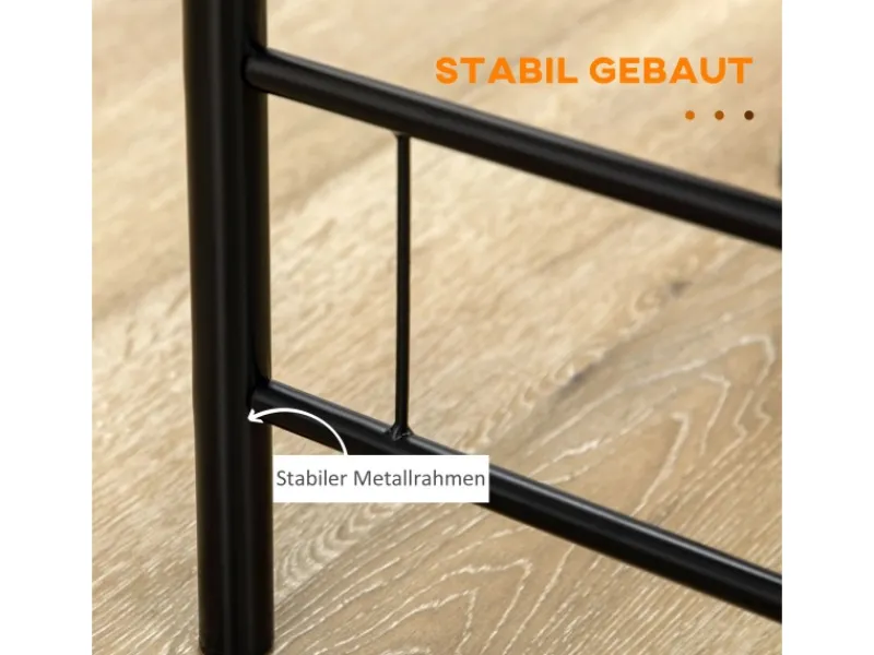 HOMCOM Essgruppe mit 2 Stühlen MDF Metall Schwarz 80L x 53B x 74,5H cm