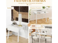 HOMCOM Esstisch für 2-4 Personen Kiefernholz Weiß 110L x 86B x 75H cm