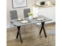 HOMCOM Esstisch mit Steinoptik für 6 Personen Stahlbeine Grau 140 x 80 x 76 cm
