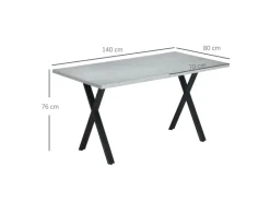 HOMCOM Esstisch mit Steinoptik für 6 Personen Stahlbeine Grau 140 x 80 x 76 cm