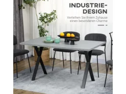 HOMCOM Esstisch mit Steinoptik für 6 Personen Stahlbeine Grau 140 x 80 x 76 cm