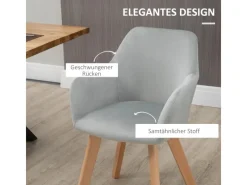 HOMCOM Esszimmerstühle 2er Set mit Gummierten Holzbeinen