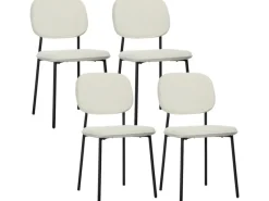 HOMCOM Esszimmerstühle Polyester Stahl 49L x 47B x 85H cm Weiß