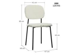 HOMCOM Esszimmerstühle Polyester Stahl 49L x 47B x 85H cm Weiß