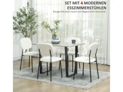 HOMCOM Esszimmerstühle Polyester Stahl 49L x 47B x 85H cm Weiß