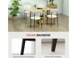 HOMCOM Esszimmerstühle Polyester Stahl 49L x 47B x 85H cm Weiß