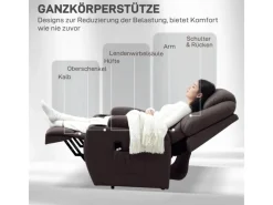 Online HOMCOM Fernsehsessel mit Aufstehhilfe Kunstleder Schaumstoff Kaffee-Braun