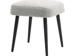 HOMCOM Fußhocker mit Kaschmir-Optik Stahlbeine Hellgrau 42 x 42 x 47 cm