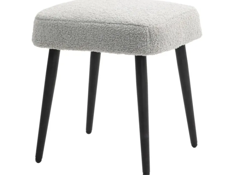 HOMCOM Fußhocker mit Kaschmir-Optik Stahlbeine Hellgrau 42 x 42 x 47 cm