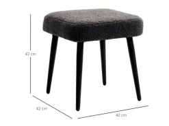 HOMCOM Fußhocker mit Kaschmir-Optik Stahlbeine Dunkelgrau 42 x 42 x 47 cm