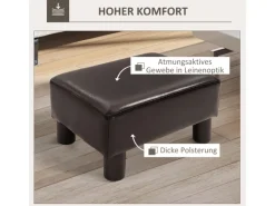 Clearance HOMCOM Fußhocker Rückenfreier Chesterfield aus Kunstleder Braun 40 x 30 x 24 cm