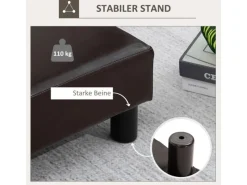 Clearance HOMCOM Fußhocker Rückenfreier Chesterfield aus Kunstleder Braun 40 x 30 x 24 cm