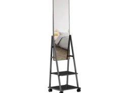 HOMCOM Ganzkörperspiegel Stahl Spanplatte Schwarz 42L x 37B x 155H cm