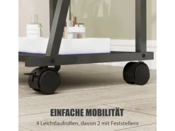 HOMCOM Ganzkörperspiegel Stahl Spanplatte Schwarz 42L x 37B x 155H cm