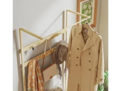 Outlet HOMCOM Garderobe mit Schuhbank Bambus Naturholz 73,5L x 34B x 171H cm