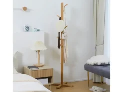 Outlet HOMCOM Garderobenständer aus Bambus mit 8 Haken 49,5 x 49,5 x 178 cm Natur