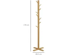 Outlet HOMCOM Garderobenständer aus Bambus mit 8 Haken 49,5 x 49,5 x 178 cm Natur