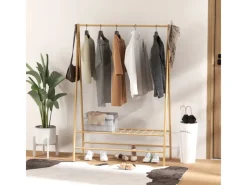 Outlet HOMCOM Garderobenständer Bambus Naturholz 116L x 43,5B x 160H cm