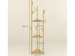 HOMCOM Garderobenständer Bambus 45L x 45B x 170H cm Naturholz
