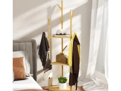 HOMCOM Garderobenständer Bambus 45L x 45B x 170H cm Naturholz