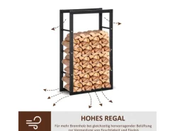 HOMCOM Kaminholzregal 60 x 25 x 100 cm für Innen und Außen