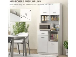 Outlet HOMCOM Küchenschrank Hochschrank MDF Weiß 80L x 35B x 180H cm