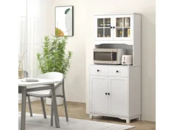 HOMCOM Küchenschrank Hochschrank Spanplatte Weiß 74,5L x 40B x 172H cm