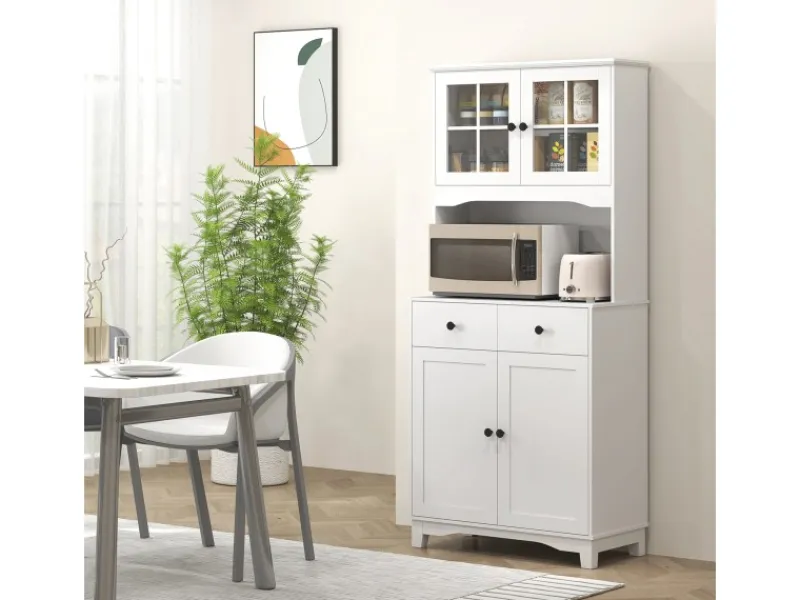 HOMCOM Küchenschrank Hochschrank Spanplatte Weiß 74,5L x 40B x 172H cm