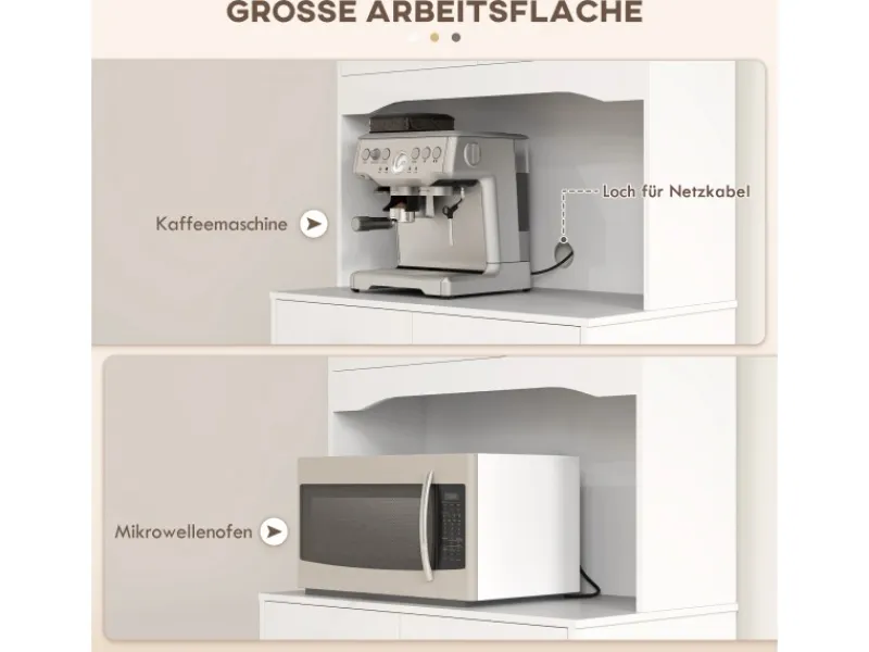 HOMCOM Küchenschrank Hochschrank Spanplatte Weiß 74,5L x 40B x 172H cm