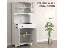 HOMCOM Küchenschrank Hochschrank Spanplatte Weiß 74,5L x 40B x 172H cm