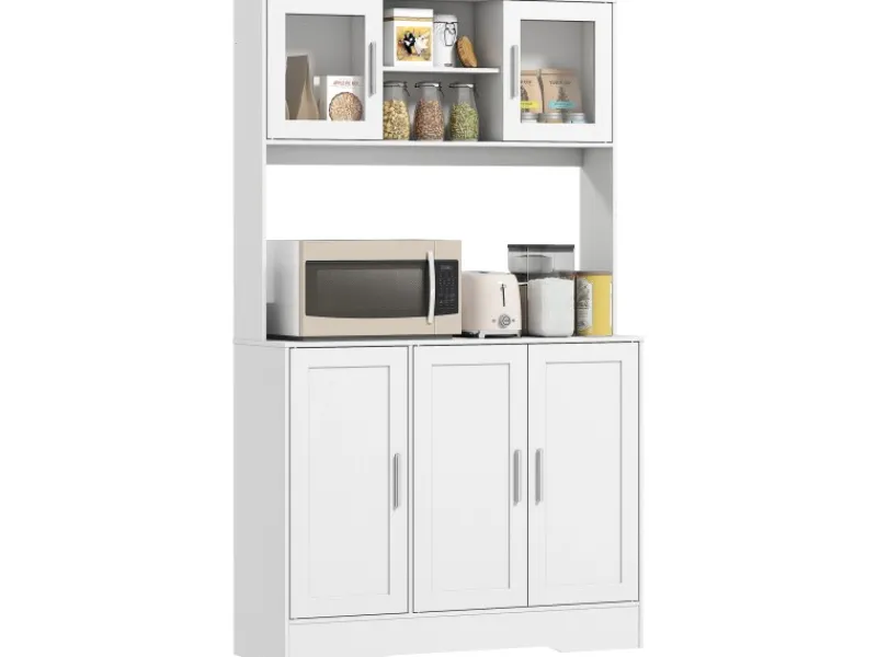 HOMCOM Küchenschrank Spanplatte MDF 108L x 35B x 180H cm Weiß