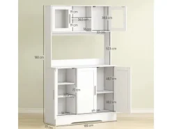 HOMCOM Küchenschrank Spanplatte MDF 108L x 35B x 180H cm Weiß