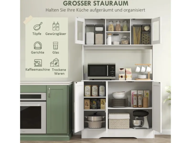 HOMCOM Küchenschrank Spanplatte MDF 108L x 35B x 180H cm Weiß